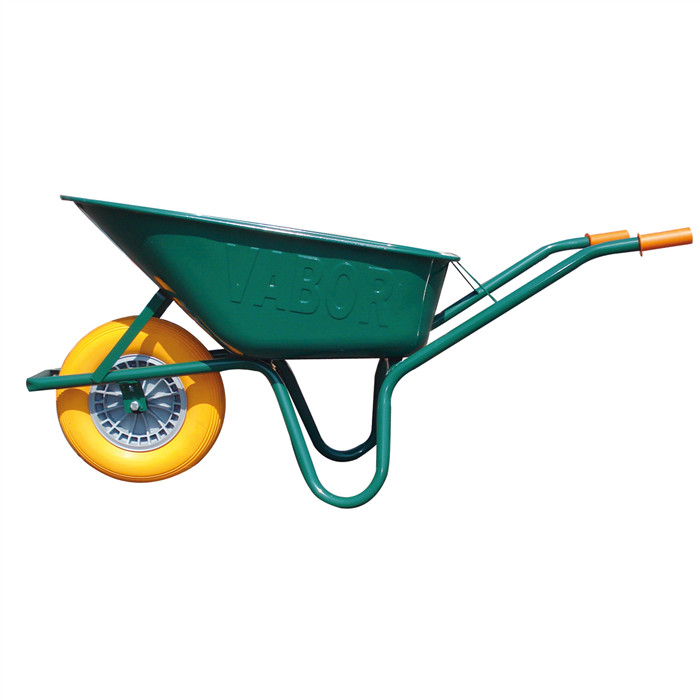 Brouette non renforcée de 85 litres verte avec roue increvable Brouette non renforcée de 85 litres verte avec roue increvable