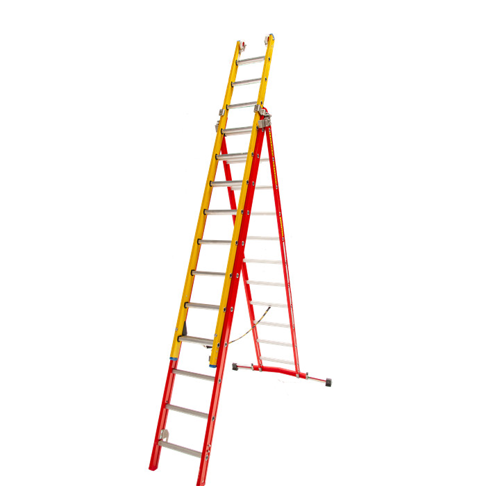 Echelle mixte alu fibre de 3 x 13 échelons longueurs 3m50 - 8m50 Echelle mixte alu fibre de 3 x 13 échelons longueurs 3m50 - 8m50