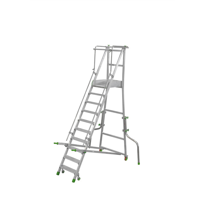 Escabeau de rayonnage industriel pliant Castiglia de 10 marches hauteur plate-forme 2,19 m Escabeau de rayonnage industriel pliant Castiglia de 10 marches hauteur plate-forme 2,19 m