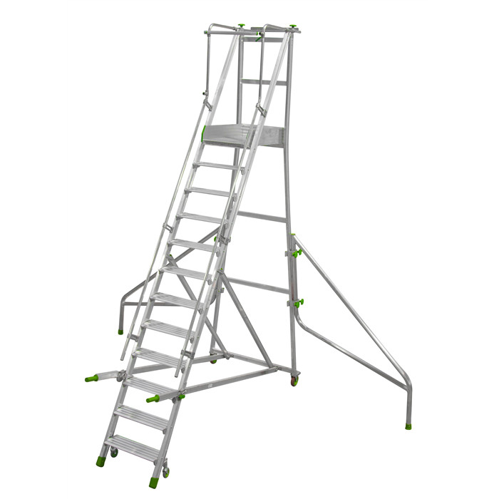 Escabeau de rayonnage industriel pliant Castiglia de 12 marches hauteur plate-forme 2,61 m Escabeau de rayonnage industriel pliant Castiglia de 12 marches hauteur plate-forme 2,61 m