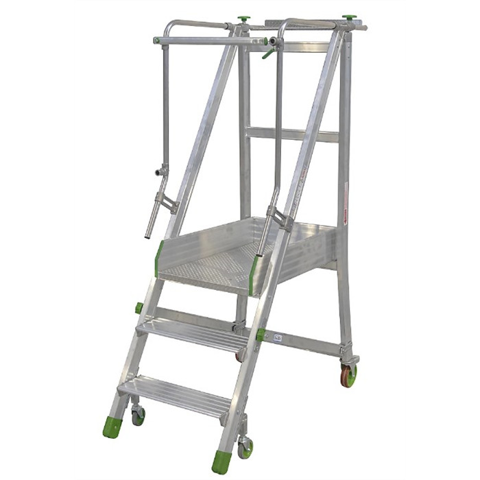 Escabeau de rayonnage industriel pliant Castiglia de 3 marches hauteur plate-forme 0,68 m Escabeau de rayonnage industriel pliant Castiglia de 3 marches hauteur plate-forme 0,68 m