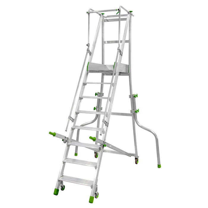 Escabeau de rayonnage industriel pliant Castiglia de 8 marches hauteur plate-forme 1,74 m Escabeau de rayonnage industriel pliant Castiglia de 8 marches hauteur plate-forme 1,74 m