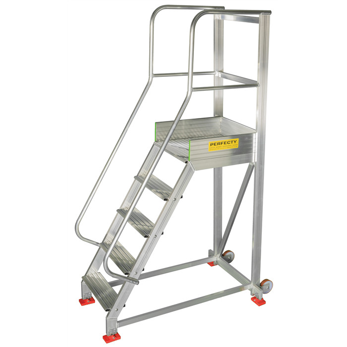 Escabeau de rayonnage industriel type MB de 8 marches hauteur plate-forme 2 m conforme aux normes EN131 Escabeau de rayonnage industriel type MB de 8 marches hauteur plate-forme 2 m conforme aux normes EN131