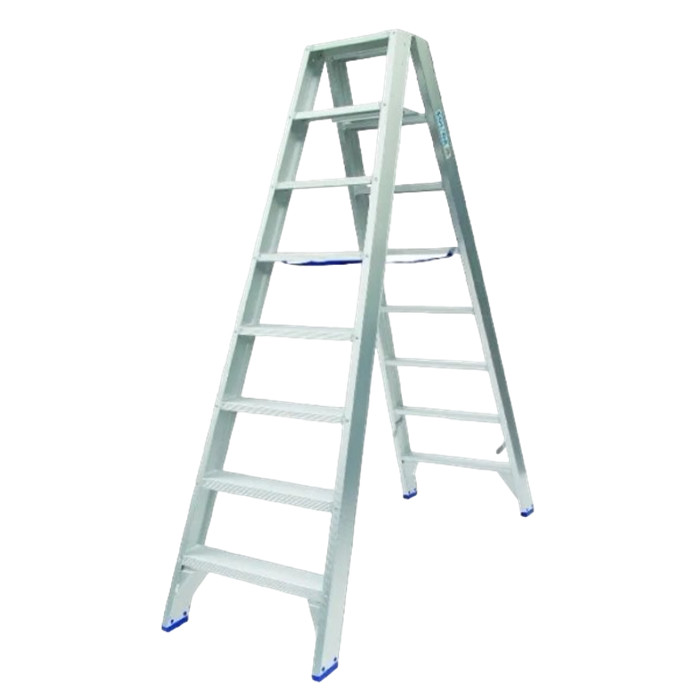 Escabeau double 2 x 8 marches 2 m hauteur plateforme SOLIDE modèle DT-08 Escabeau double 2 x 8 marches 2 m hauteur plateforme SOLIDE modèle DT-08