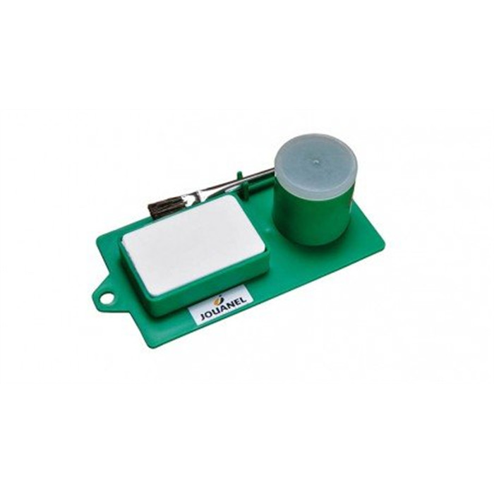 Jeu à souder : pierre à souder 80x50x20 mm + pinceau de décapage, socle antidérapant Jouanel Jeu à souder : pierre à souder 80x50x20 mm + pinceau de décapage, socle antidérapant Jouanel