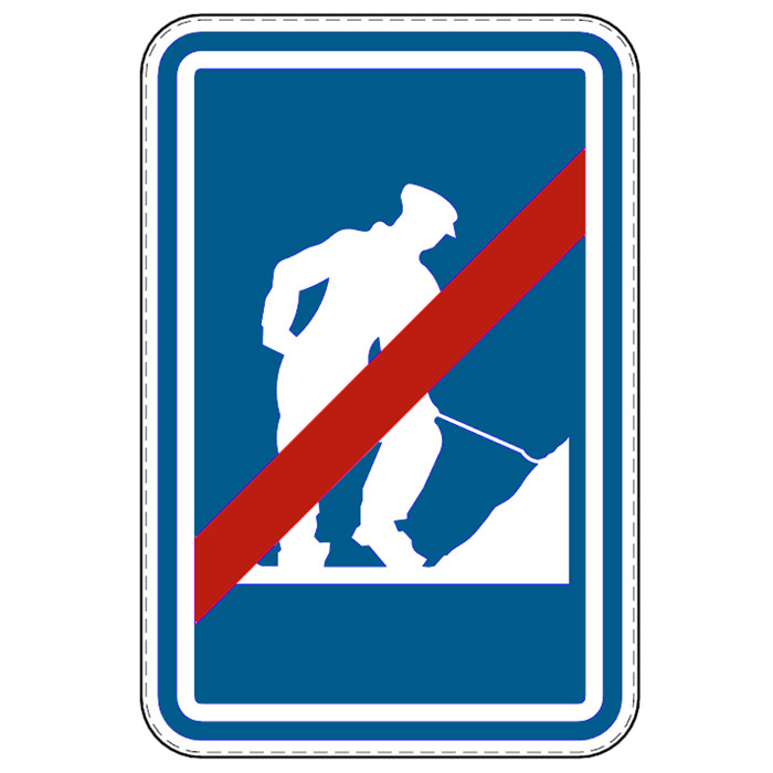 Panneau de signalisation rectangulaire fond bleu"fin de chantier" (F47) Panneau de signalisation rectangulaire fond bleu"fin de chantier" (F47)