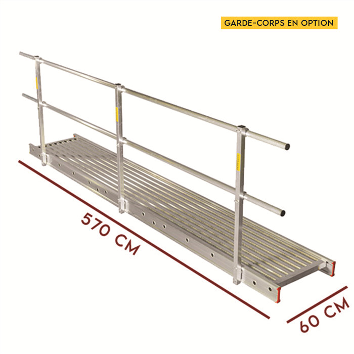 Passerelle de travail Prodeck de 5,70 m x 0,60 m agrée selon la norme HD 1000 Passerelle de travail Prodeck de 5,70 m x 0,60 m agrée selon la norme HD 1000