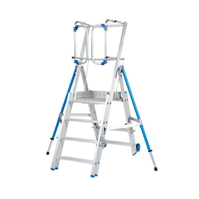 Plateforme de travail télescopique 4-6 échelons (0.87m - 1.32m) avec garde-corps à 360° - PIRL SOLIDE Plateforme de travail télescopique 4-6 échelons (0.87m - 1.32m) avec garde-corps à 360° - PIRL SOLIDE