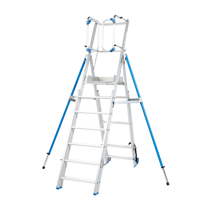 Plateforme de travail télescopique 7-10 échelons (1.55m - 2.50m) avec garde-corps à 360° - PIR SOLIDE Plateforme de travail télescopique 7-10 échelons (1.55m - 2.50m) avec garde-corps à 360° - PIR SOLIDE