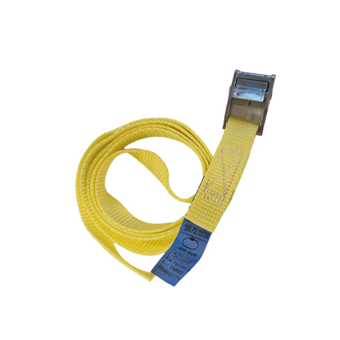 Sangle d'arrimage jaune de 1.6 m avec boucle ressort Sangle d'arrimage jaune de 1.6 m avec boucle ressort